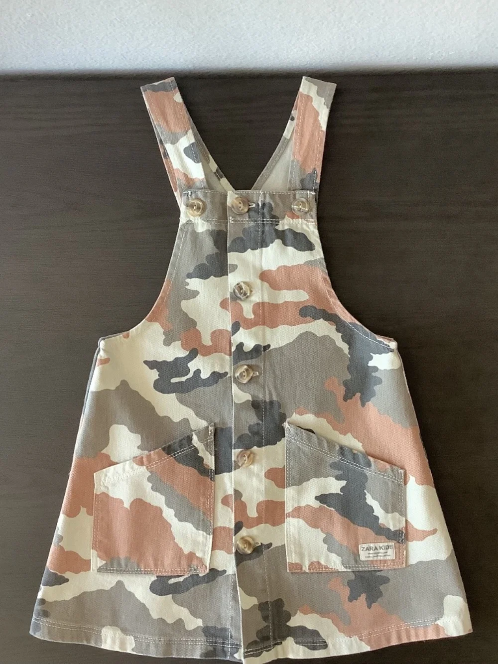 NWT Zara Kids Green Camouflage Denim Jean Overalls Dress Size 5 Girls 4152/606